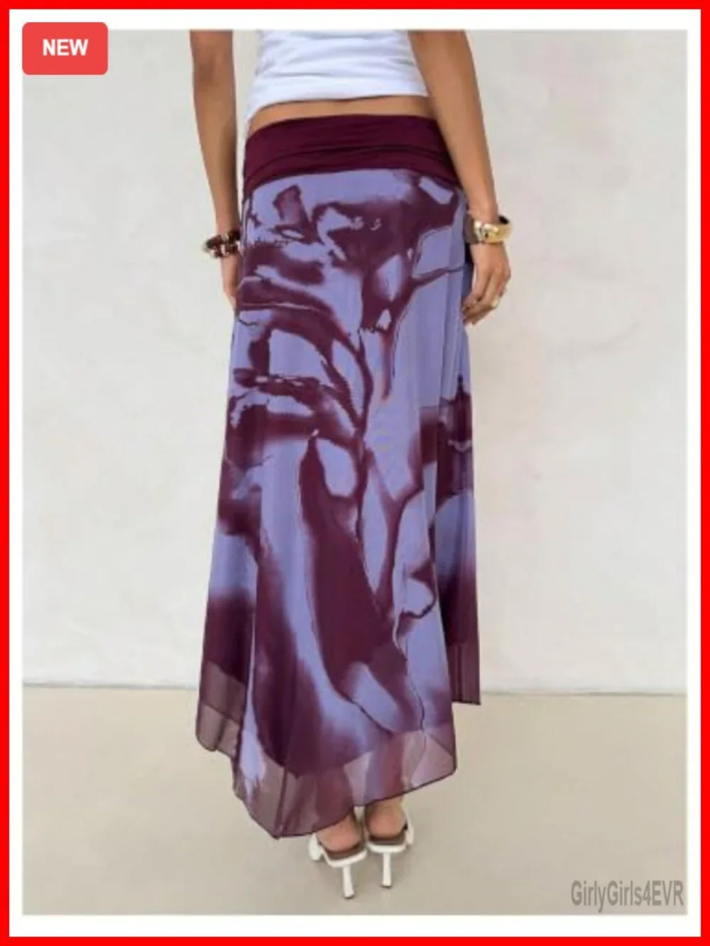 Floerns Mesh Asymmetrical Low Rise A Line Maxi Skirt
